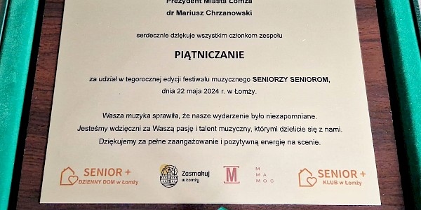 "Piątniczanie" na łomżyńskim festiwalu muzycznym "Seniorzy Seniorom"