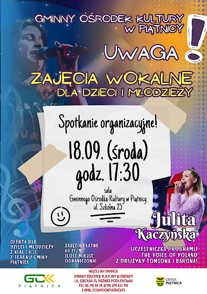 Zajęcia wokalne - spotkanie organizacyjne